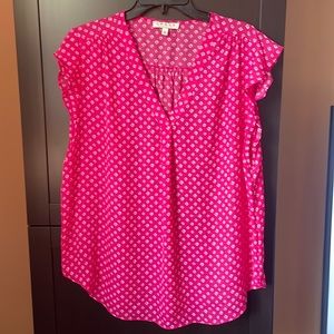 Chaus flutter sleeve v neck blouse - worn twice  Size: L  pit to pit - 20 1/2”